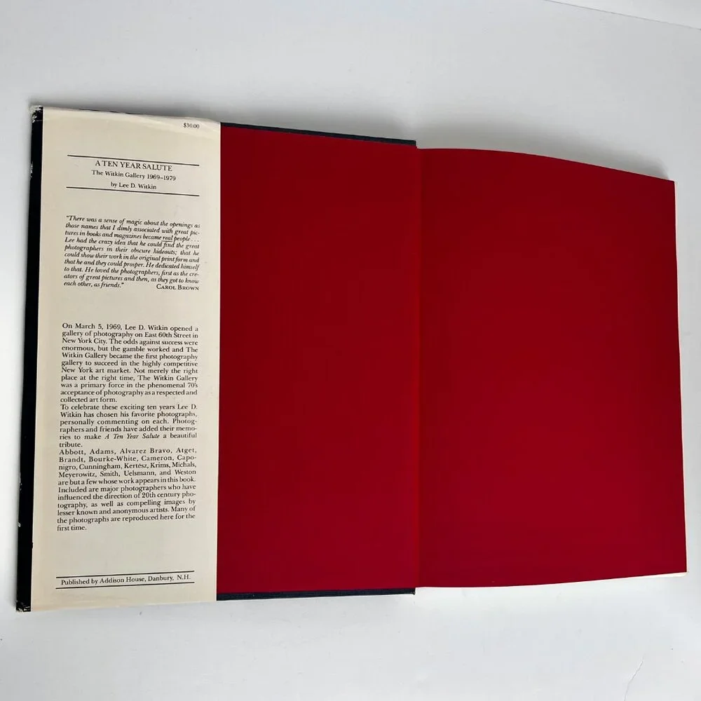 A Ten Year Salute Selection of Photographs Witkin Gallery 1979 Hardcover w/ DJ